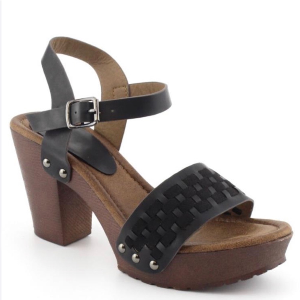 2 Left! NU Nature Breeze Vint Retro Burgundy Chunky Platform Heel Sandal - Picture 4 of 5